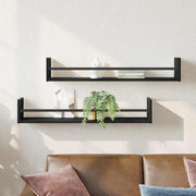 Prateleira de Parede 2 pcs Carvalho preto 80 x 16 x 14 cm