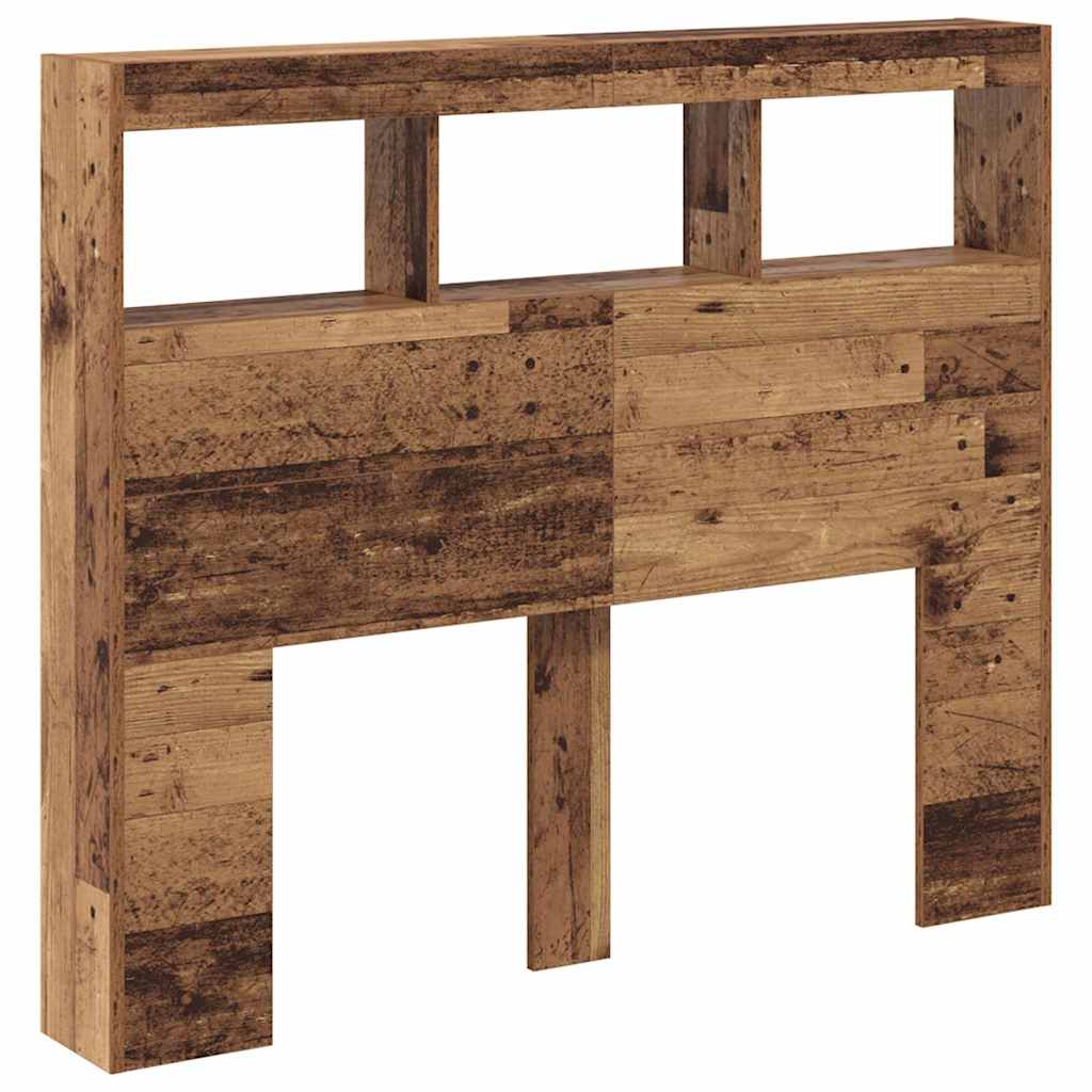 Cabeceira com Armário e LED Madeira antiga 120 x 17 x 102 cm