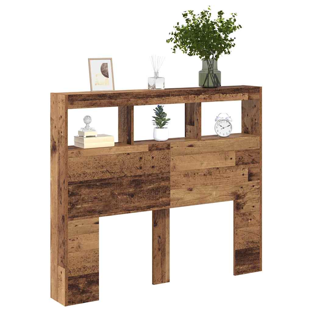 Cabeceira com Armário e LED Madeira antiga 120 x 17 x 102 cm