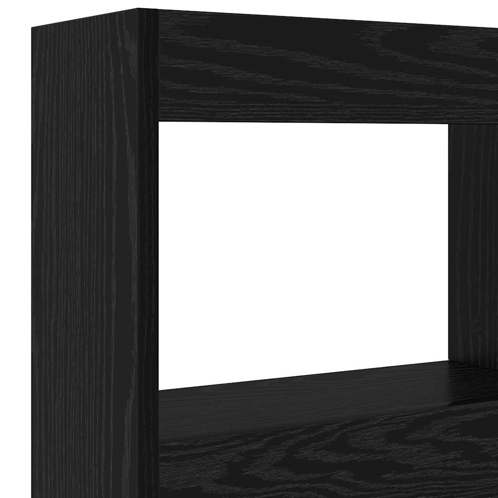 Cabeceira com Armário e LED Carvalho preto 122 x 17 x 102 cm