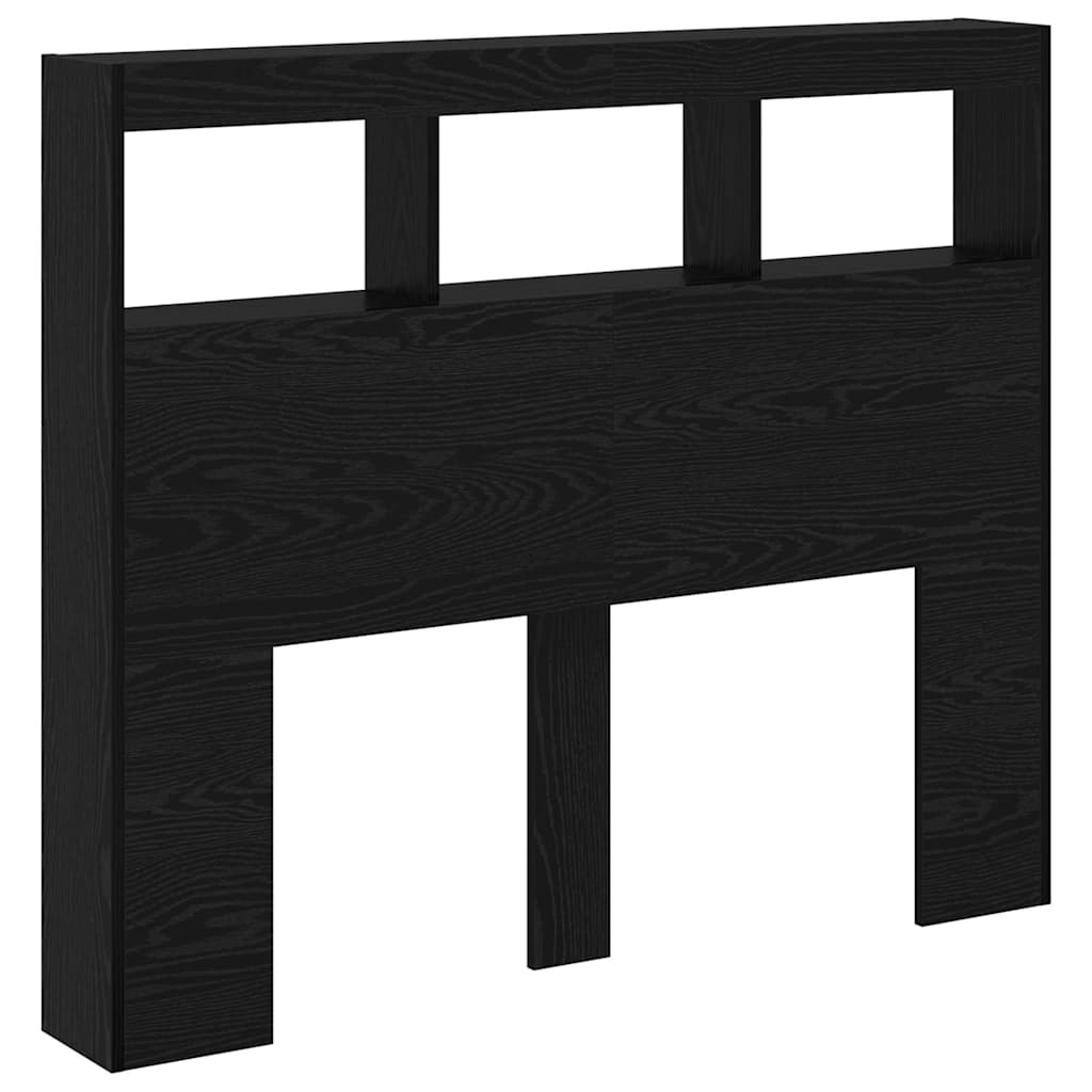 Cabeceira com Armário e LED Carvalho preto 122 x 17 x 102 cm