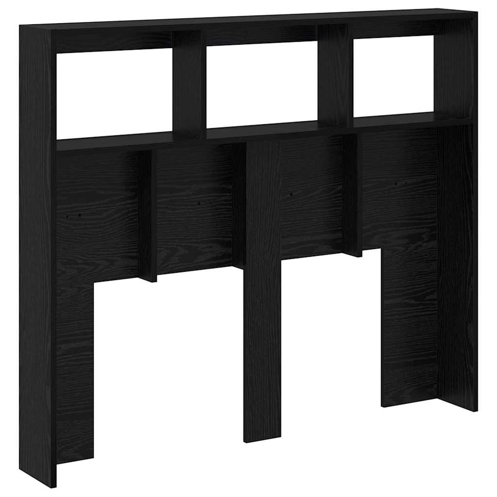 Cabeceira com Armário e LED Carvalho preto 122 x 17 x 102 cm