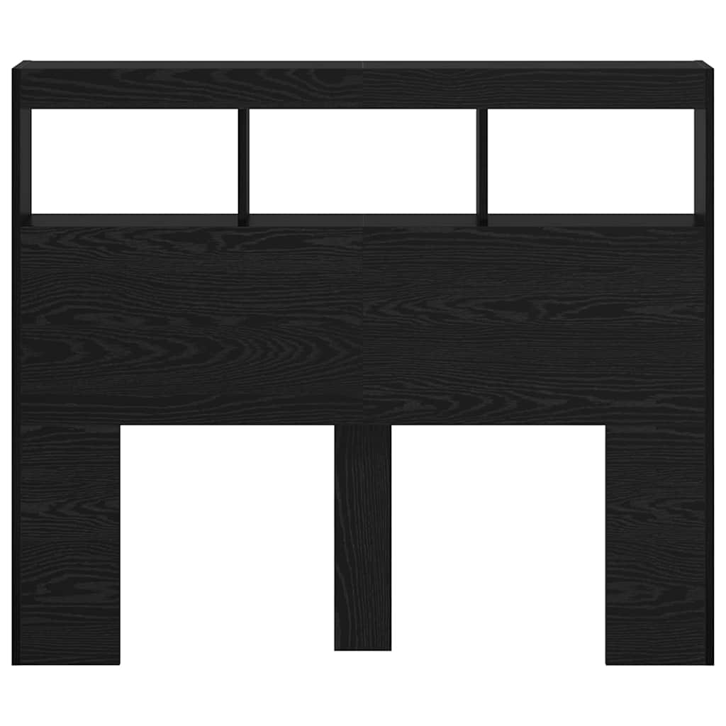 Cabeceira com Armário e LED Carvalho preto 122 x 17 x 102 cm