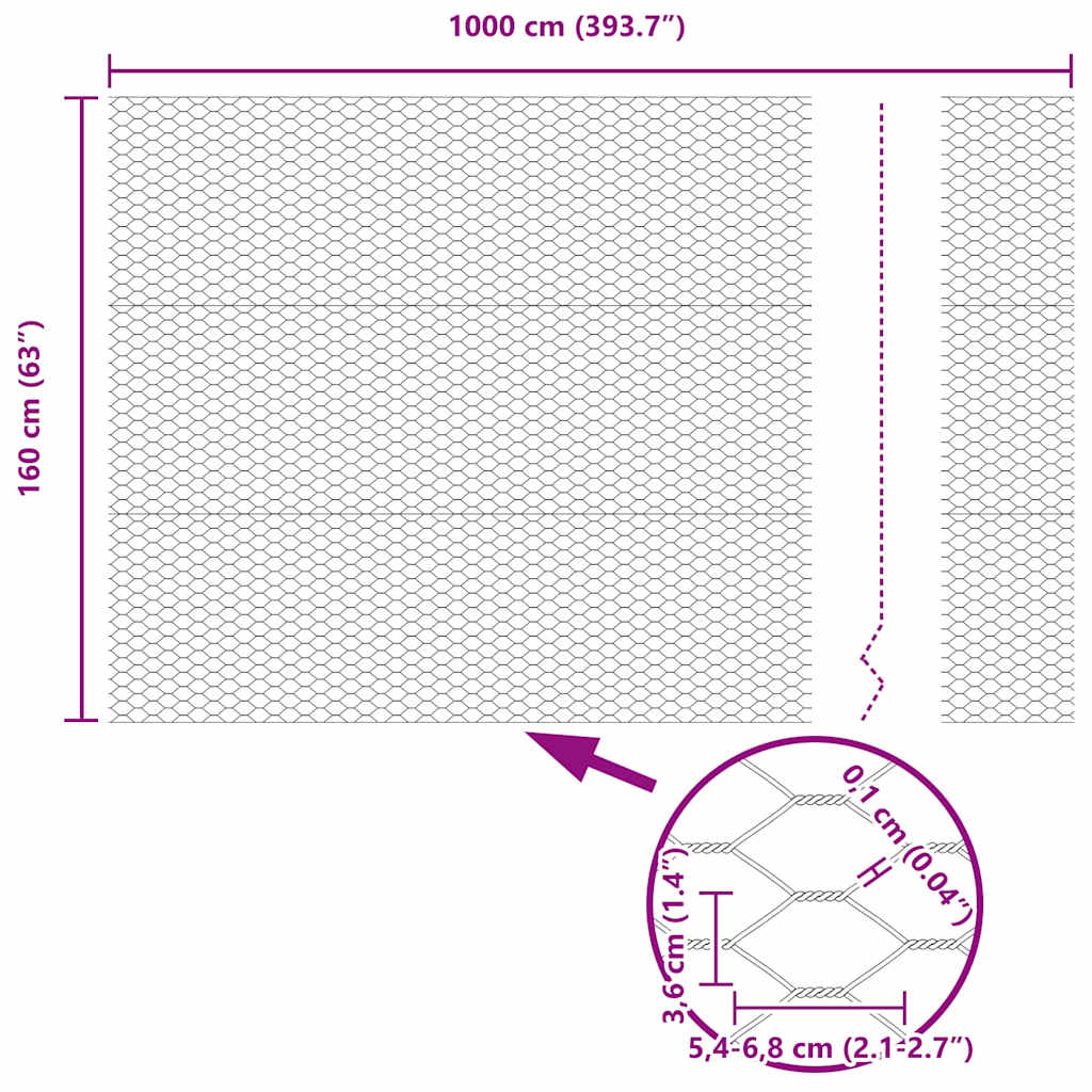 Cerca Hexagonal Cinzeto 1.6 x 10 m Aço
