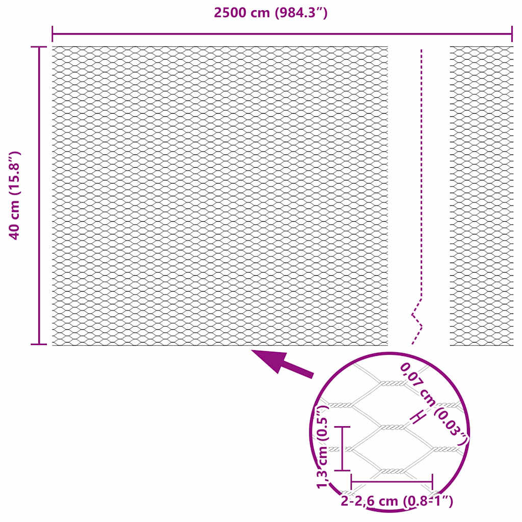 Cerca Hexagonal Cinzeto 0.4 x 25 m Aço