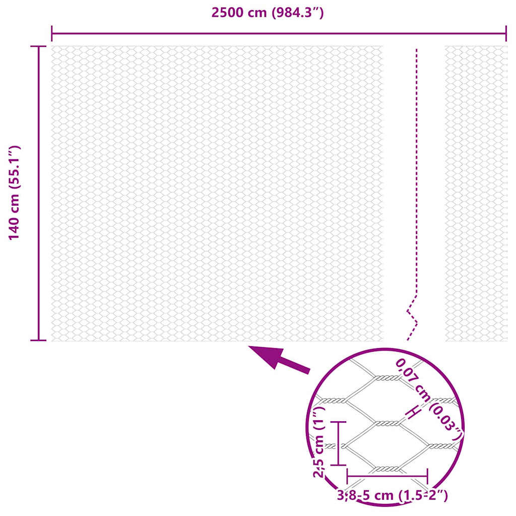 Cerca Hexagonal Cinzeto 1.4 x 25 m Aço