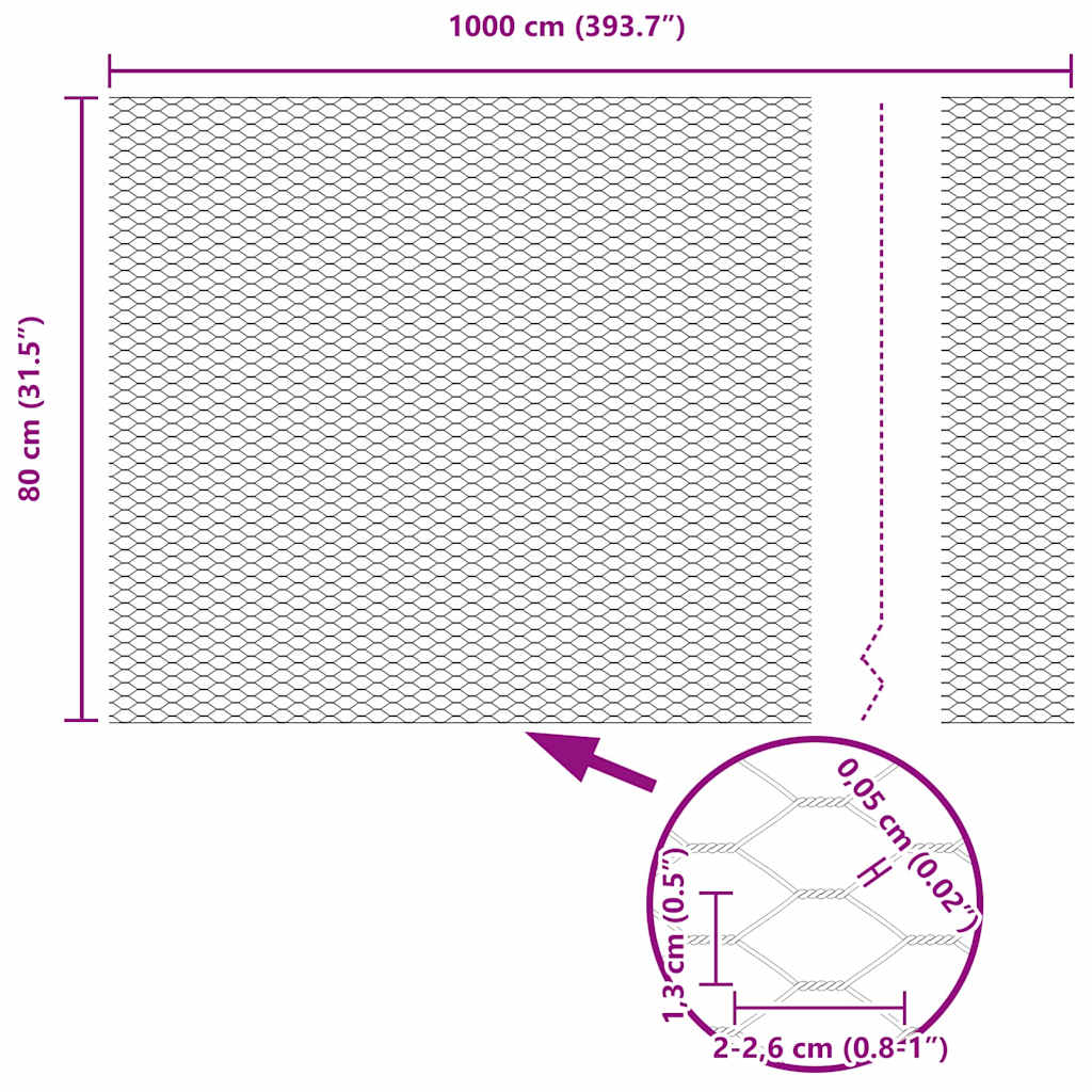 Cerca Hexagonal Prateado 0.8 x 10 m Aço galvanizado