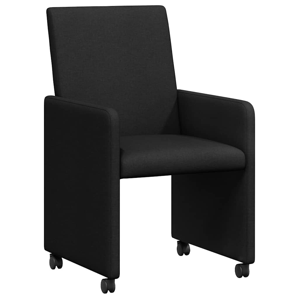 Cadeiras de Jantar com rodas 2 pcs Preto 57 x 66 x 94 cm tecido