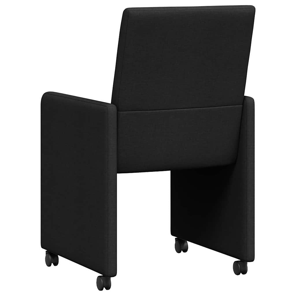 Cadeiras de Jantar com rodas 2 pcs Preto 57 x 66 x 94 cm tecido