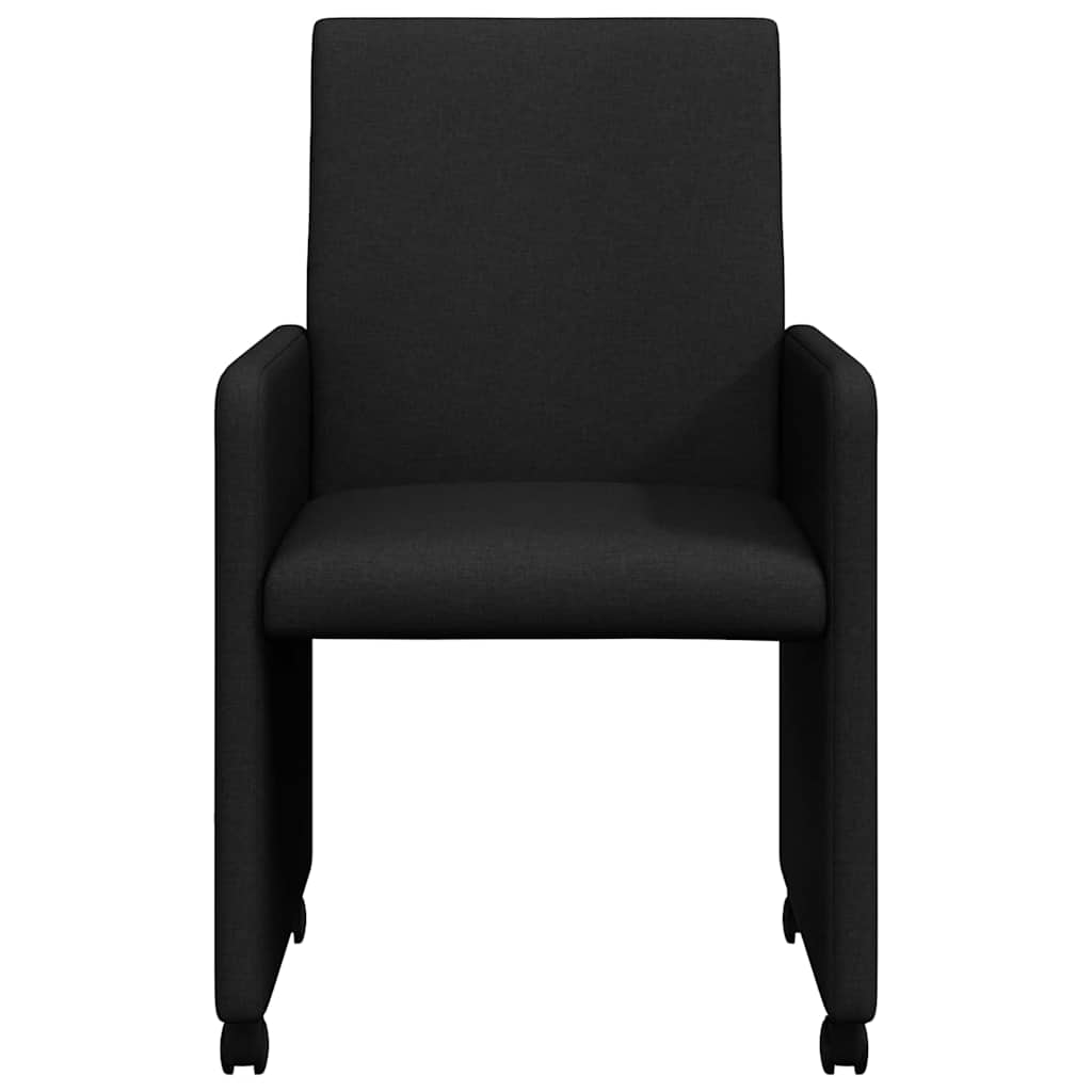 Cadeiras de Jantar com rodas 2 pcs Preto 57 x 66 x 94 cm tecido