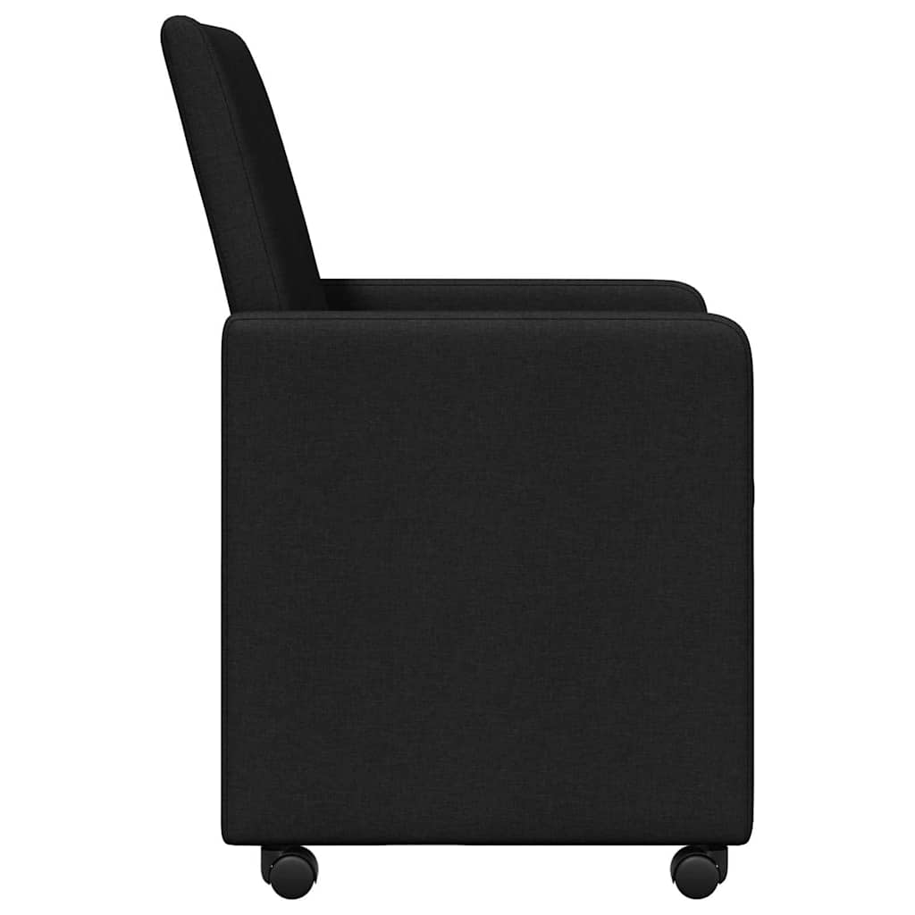 Cadeiras de Jantar com rodas 2 pcs Preto 57 x 66 x 94 cm tecido