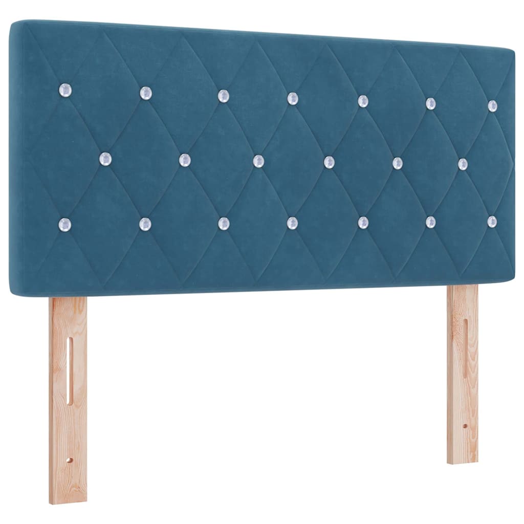Cama Box com Colchão Preta 100x200 cm Veludo Azul escuro