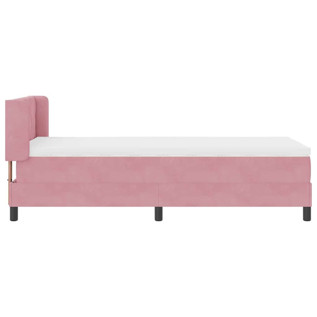 Cama Box com Colchão Preta 100x200 cm Veludo Rosa 90 x 200 cm