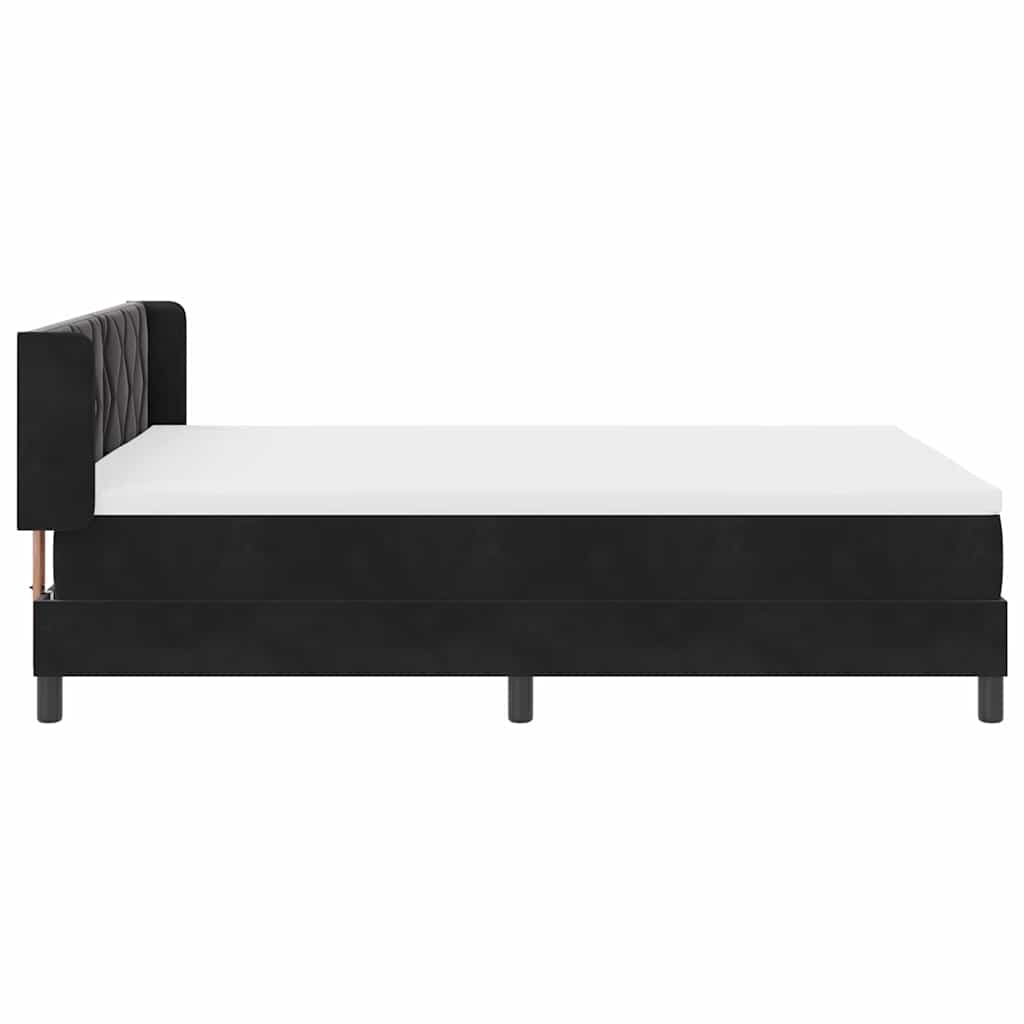 Cama Box com Colchão Preta 100x200 cm Veludo Preto 160 x 200 cm