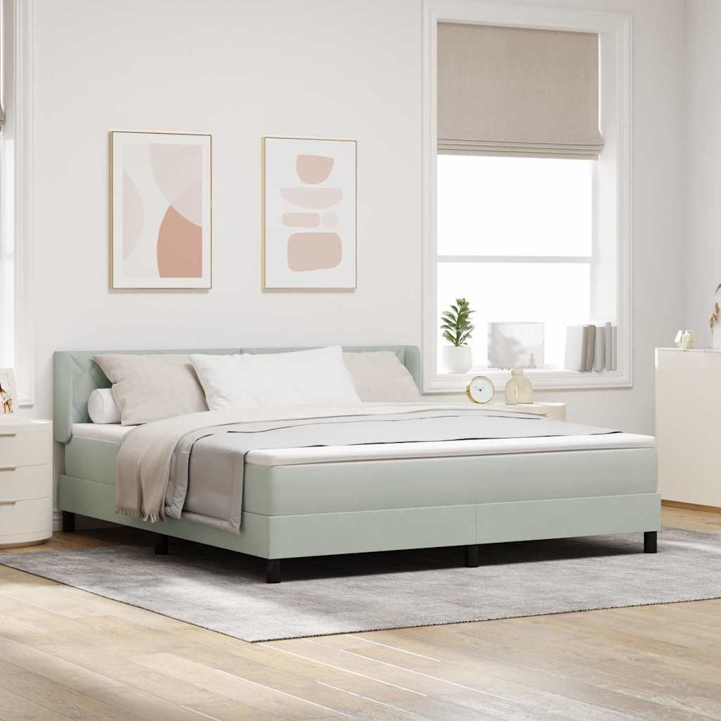 Cama Box com Colchão Preta 100x200 cm Veludo Cinzento-claro