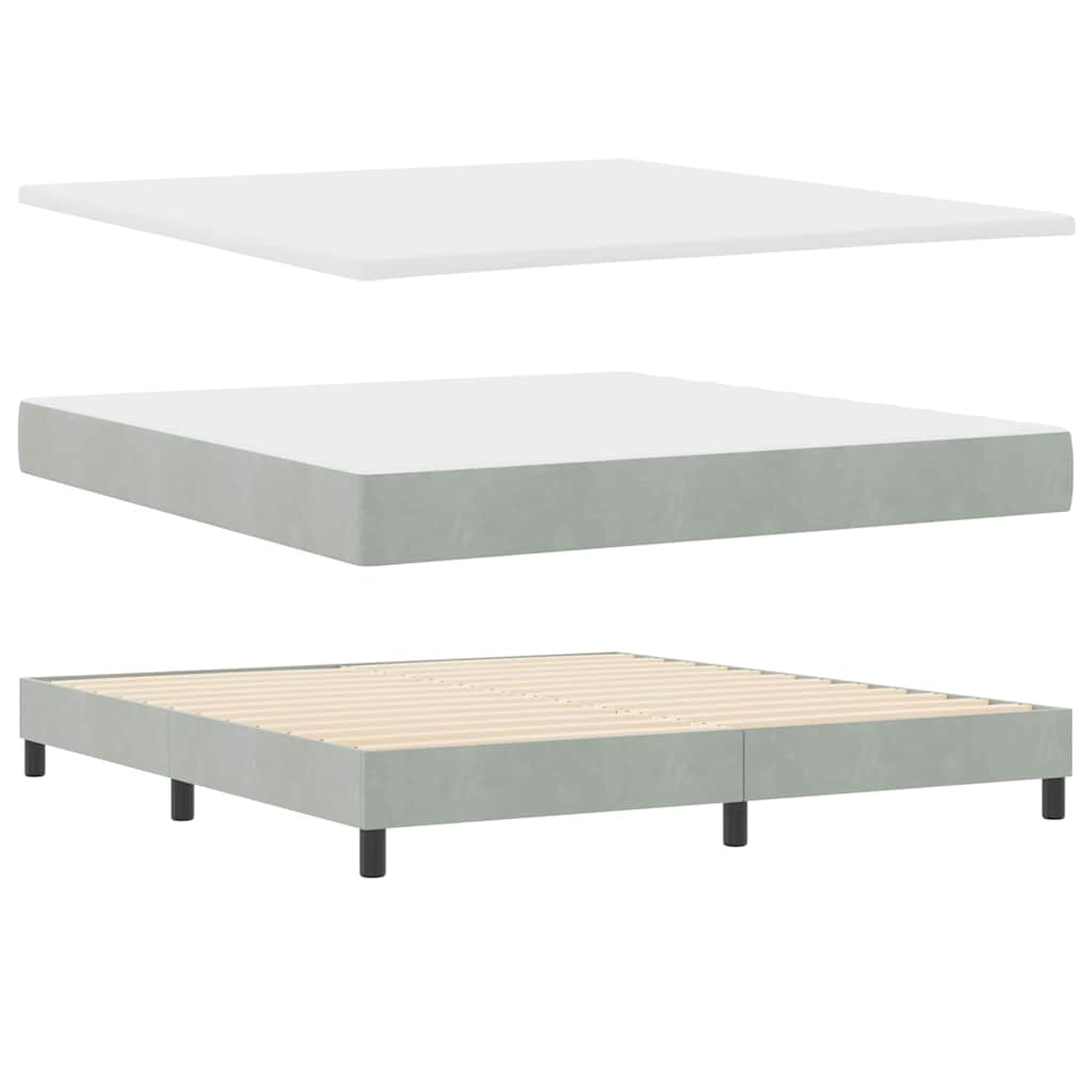 Cama Box com Colchão Preta 100x200 cm Veludo Cinzento-claro