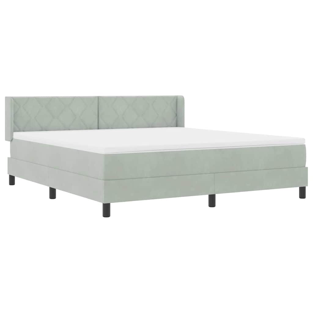 Cama Box com Colchão Preta 100x200 cm Veludo Cinzento-claro