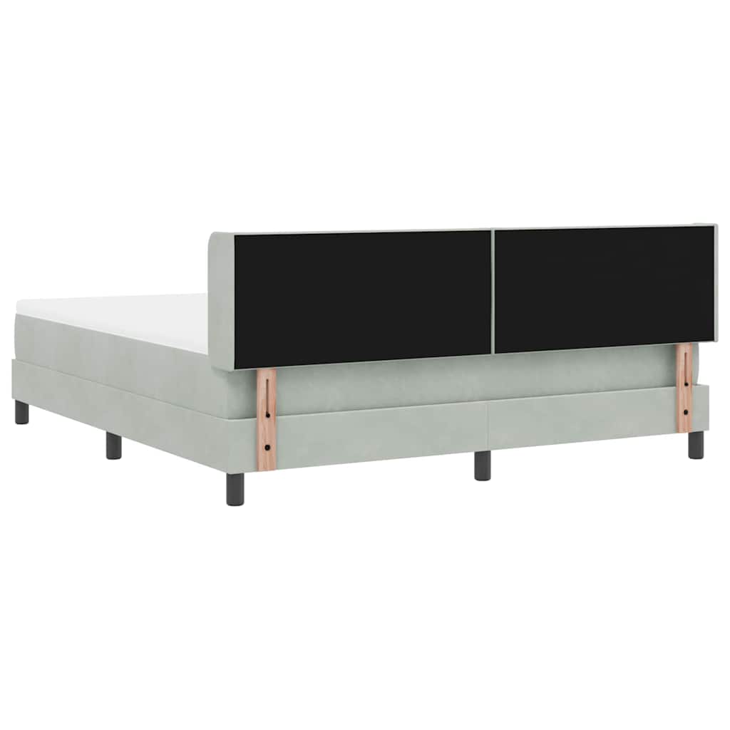 Cama Box com Colchão Preta 100x200 cm Veludo Cinzento-claro