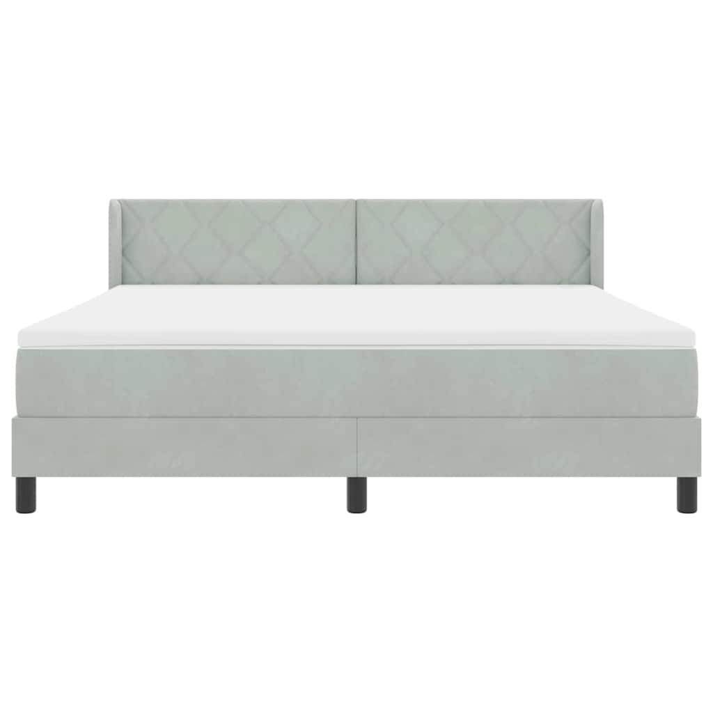 Cama Box com Colchão Preta 100x200 cm Veludo Cinzento-claro