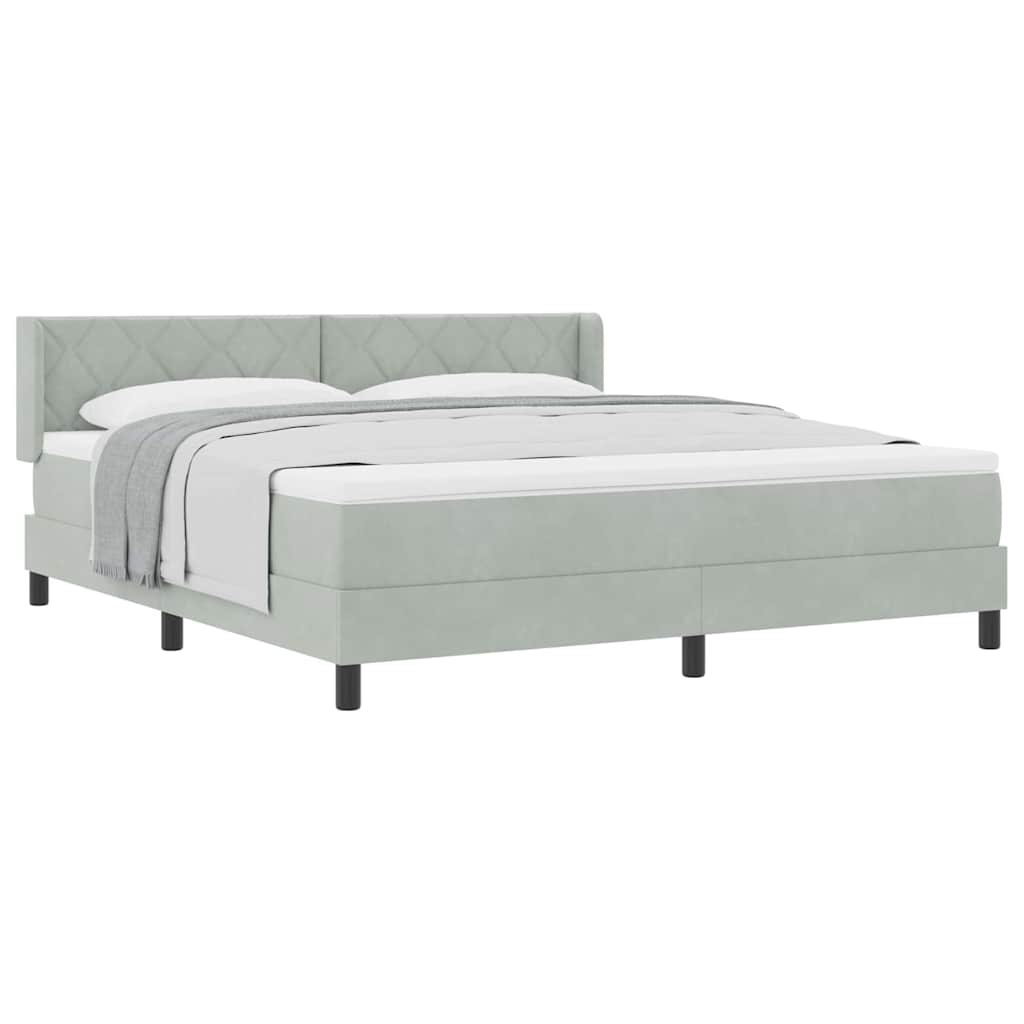 Cama Box com Colchão Preta 100x200 cm Veludo Cinzento-claro