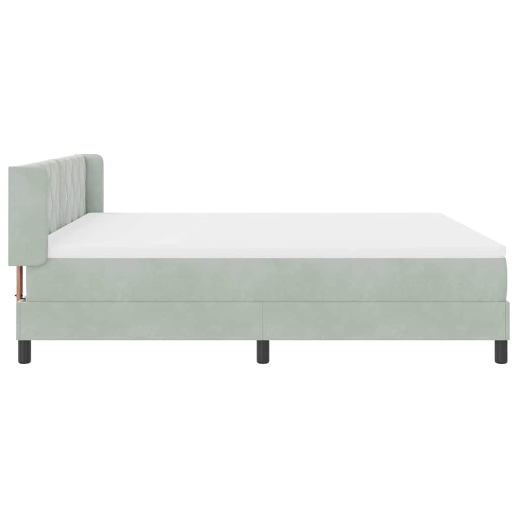 Cama Box com Colchão Preta 100x200 cm Veludo Cinzento-claro