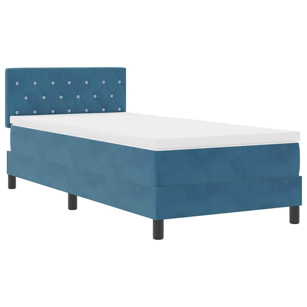 Cama Box com cabeceira Azul escuro 90 x 200 cm Veludo