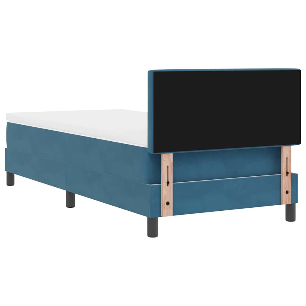 Cama Box com cabeceira Azul escuro 90 x 200 cm Veludo