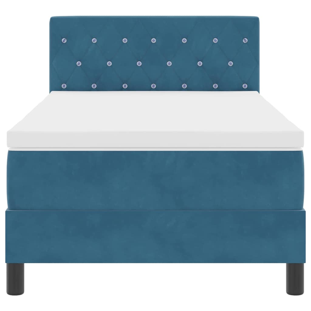 Cama Box com cabeceira Azul escuro 90 x 200 cm Veludo