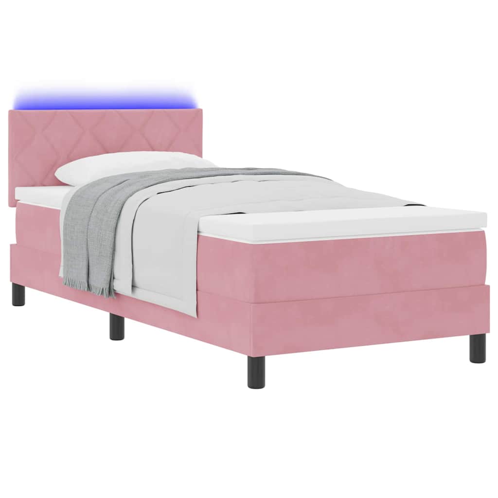 Cama Box com cabeceira Rosa 90 x 190 cm Veludo
