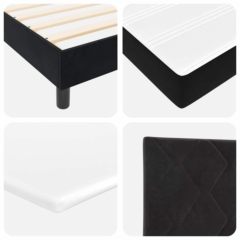 Cama Box com cabeceira Preto 160 x 200 cm Veludo