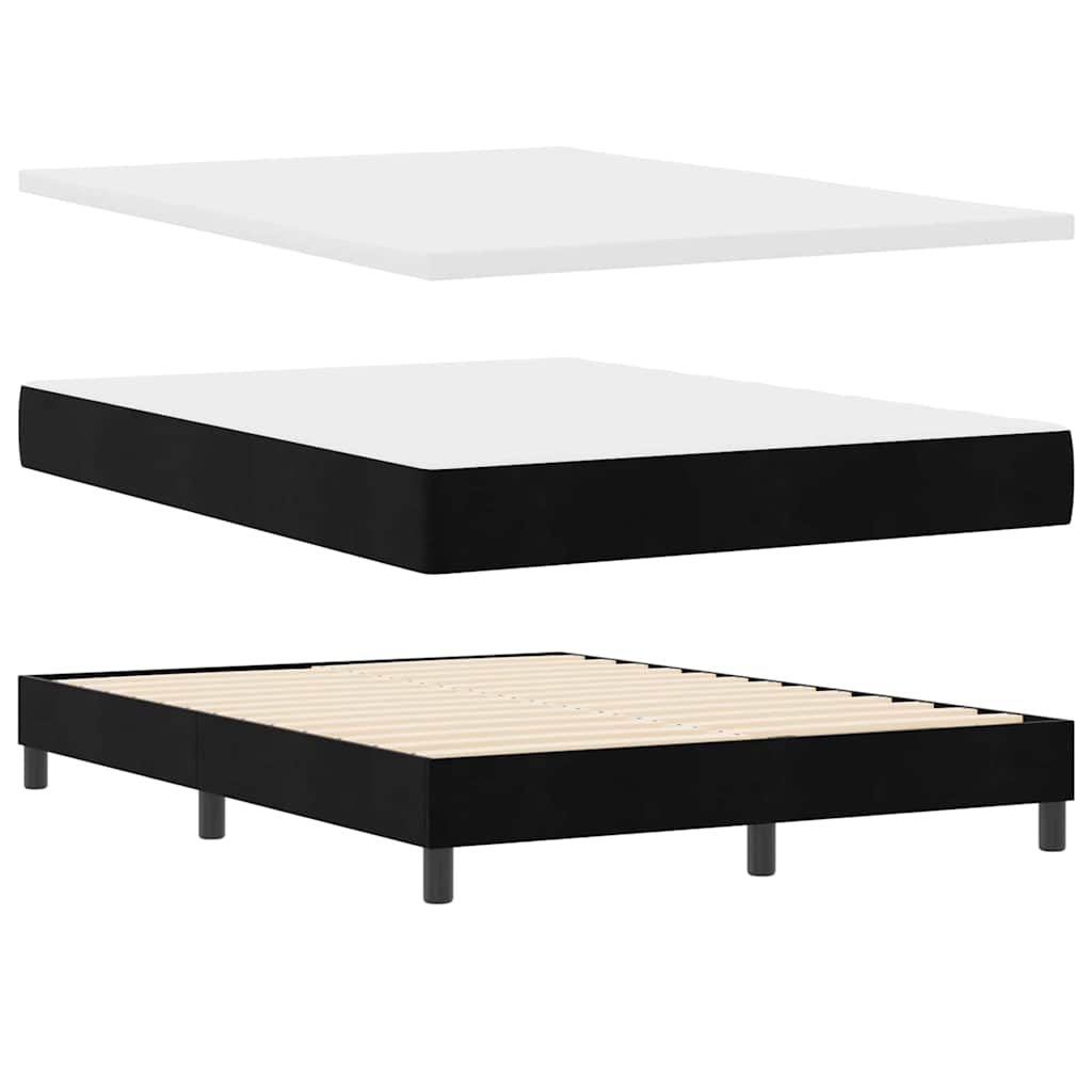 Cama Box com cabeceira Preto 160 x 200 cm Veludo