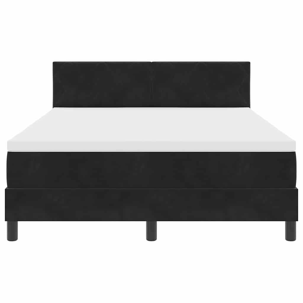 Cama Box com cabeceira Preto 160 x 200 cm Veludo