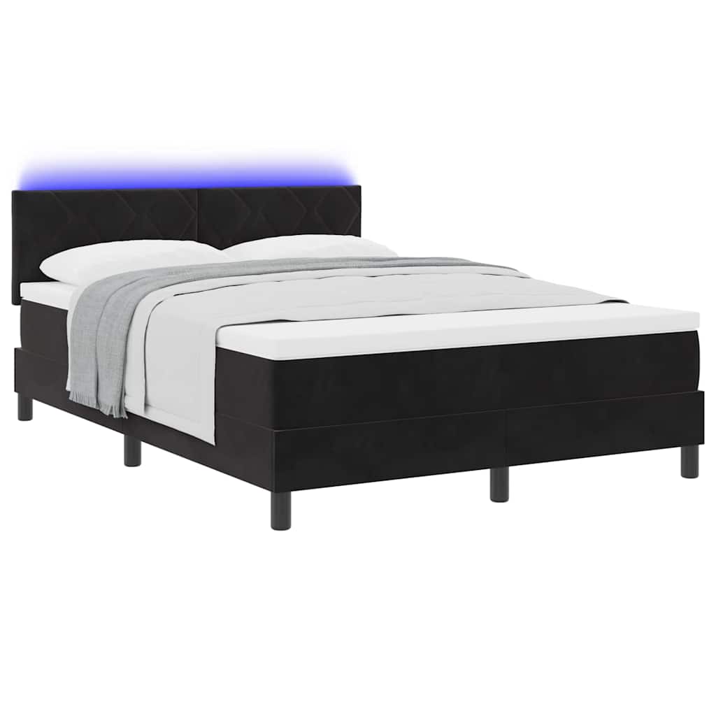 Cama Box com cabeceira Preto 160 x 200 cm Veludo