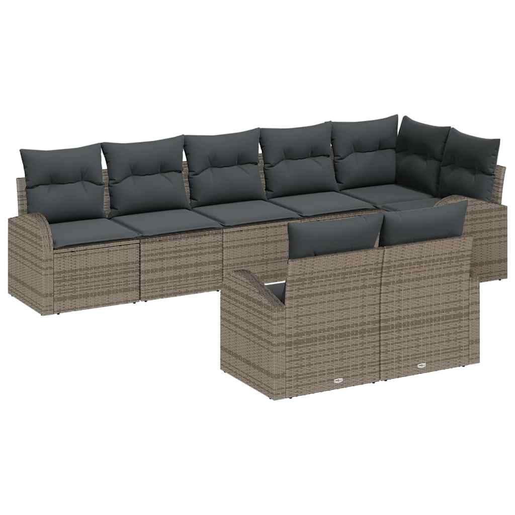 Conjunto de Sofá de Jardim 8 pcs Cinzeto Rattan Sintético