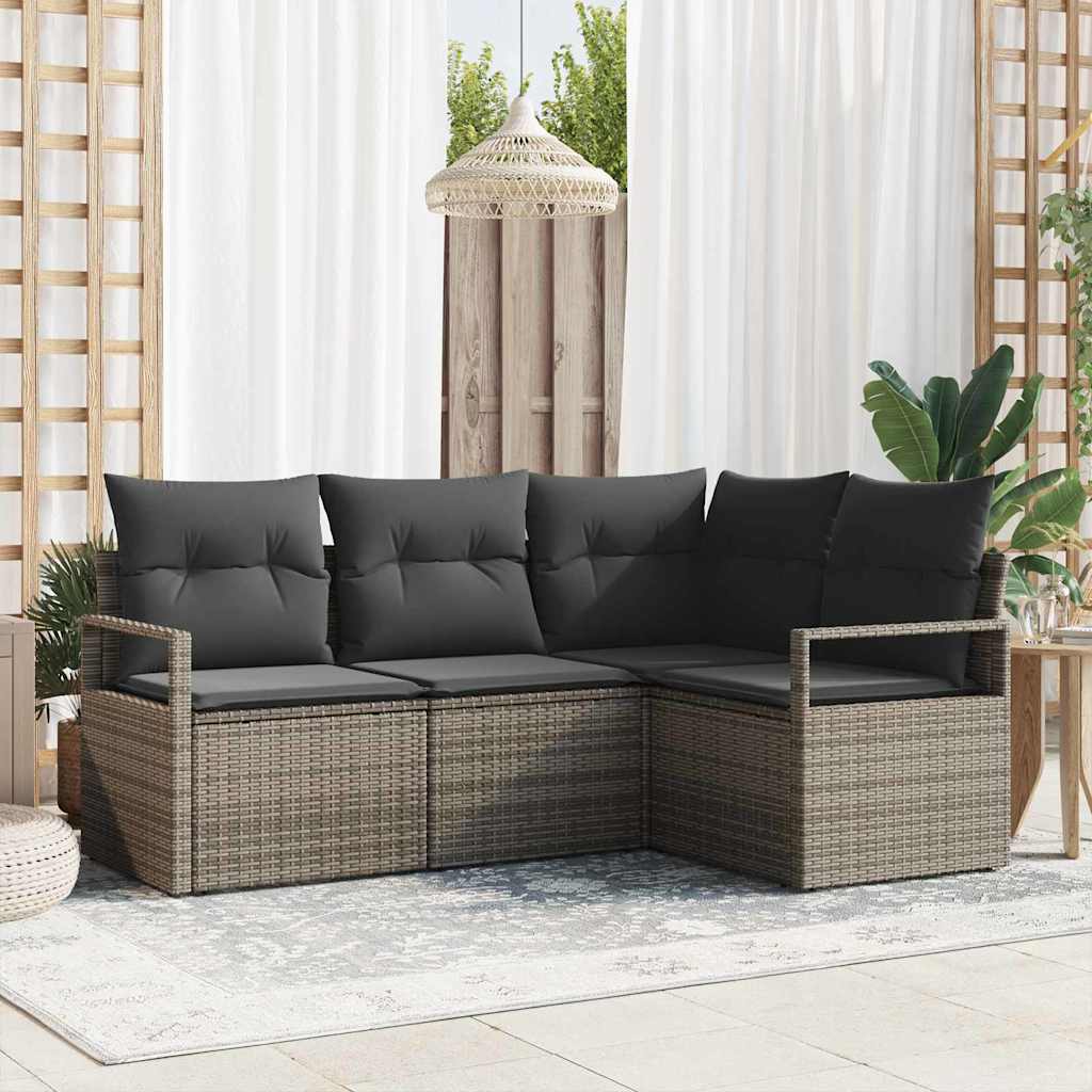 Conjunto de Sofá de Jardim com almofada 4 pcs Cinzeto