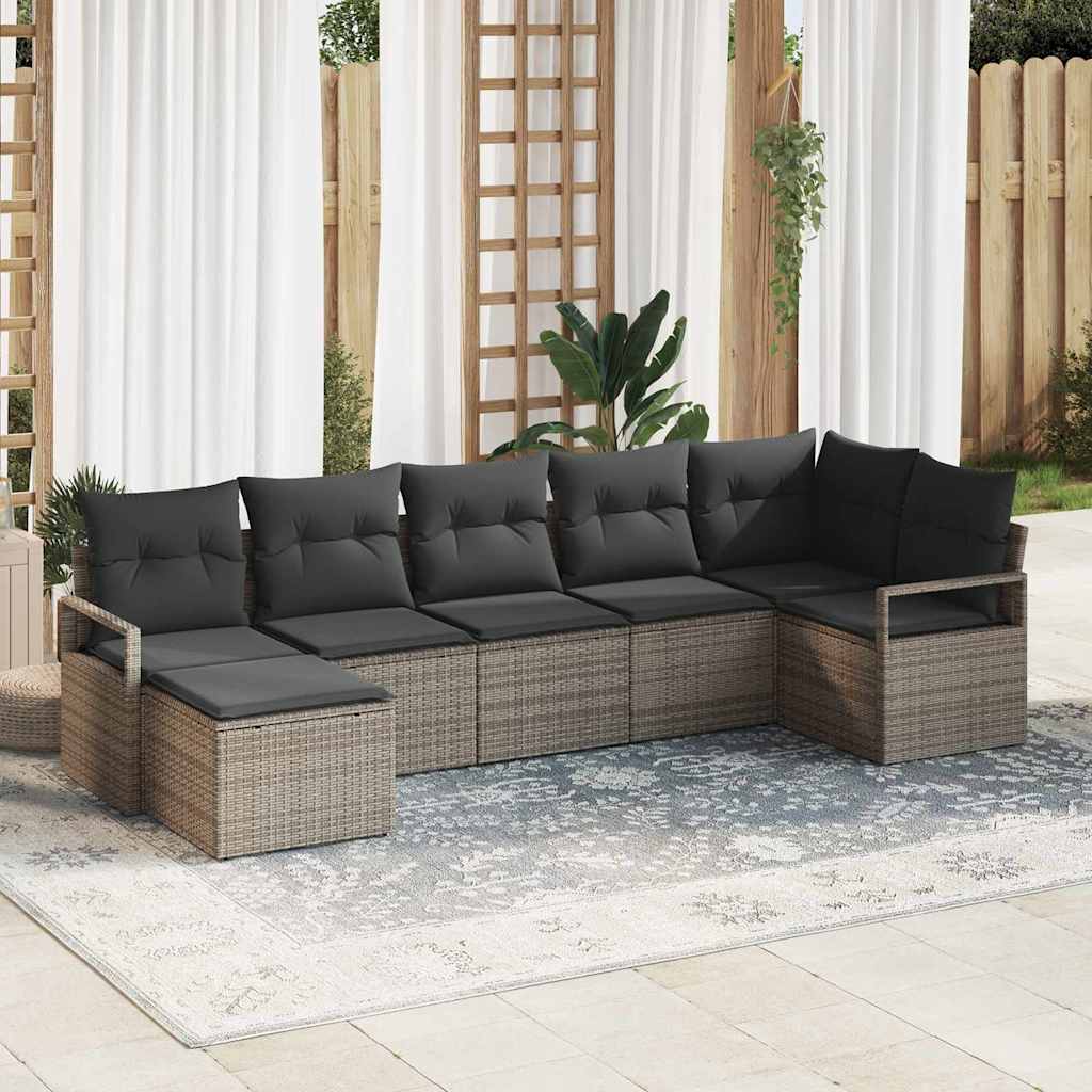 Conjunto de Sofá de Jardim com almofada 7 pcs Cinzeto