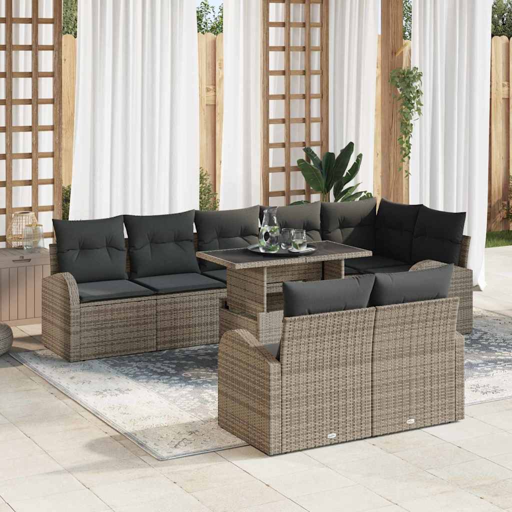 Conjunto de Sofá de Jardim 9 pcs Cinzeto Rattan Sintético