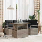 Conjunto de Sofá de Jardim 5 pcs Cinzeto Rattan Sintético