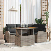 Conjunto de Sofá de Jardim 5 pcs Cinzeto Rattan Sintético