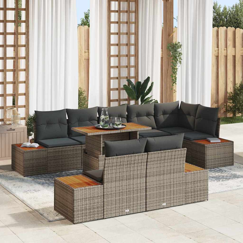 Conjunto de Sofá de Jardim 9 pcs Cinzeto Rattan Sintético