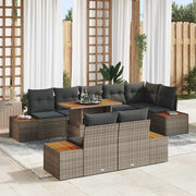 Conjunto de Sofá de Jardim 9 pcs Cinzeto Rattan Sintético