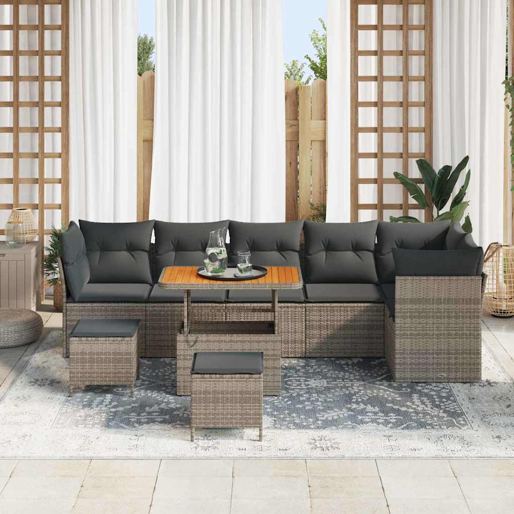 Conjunto de Sofá de Jardim 9 pcs Cinzeto 90 x 55 x 71 cm