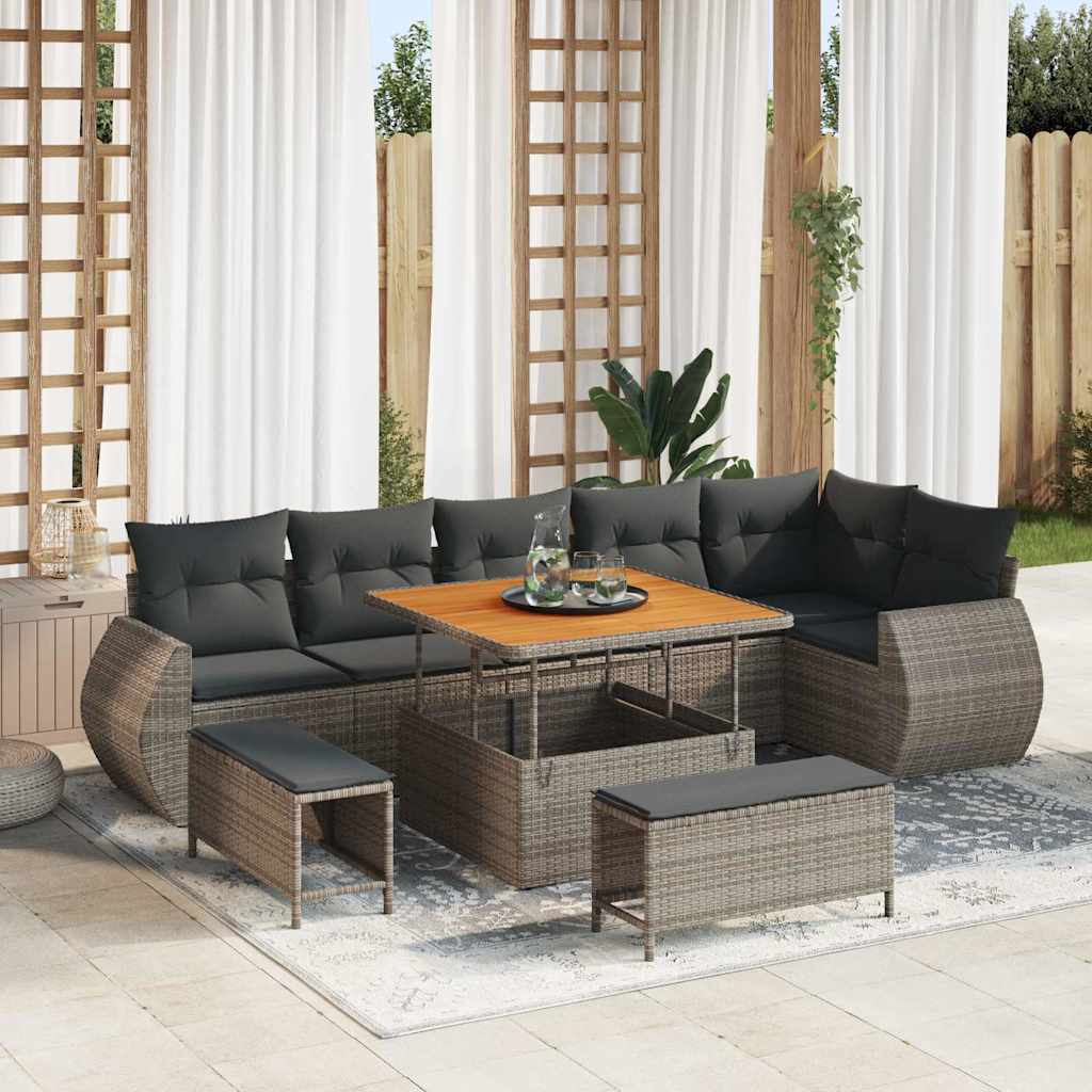 Conjunto de Sofá de Jardim 9 pcs Cinzeto 100 x 100 x 71 cm