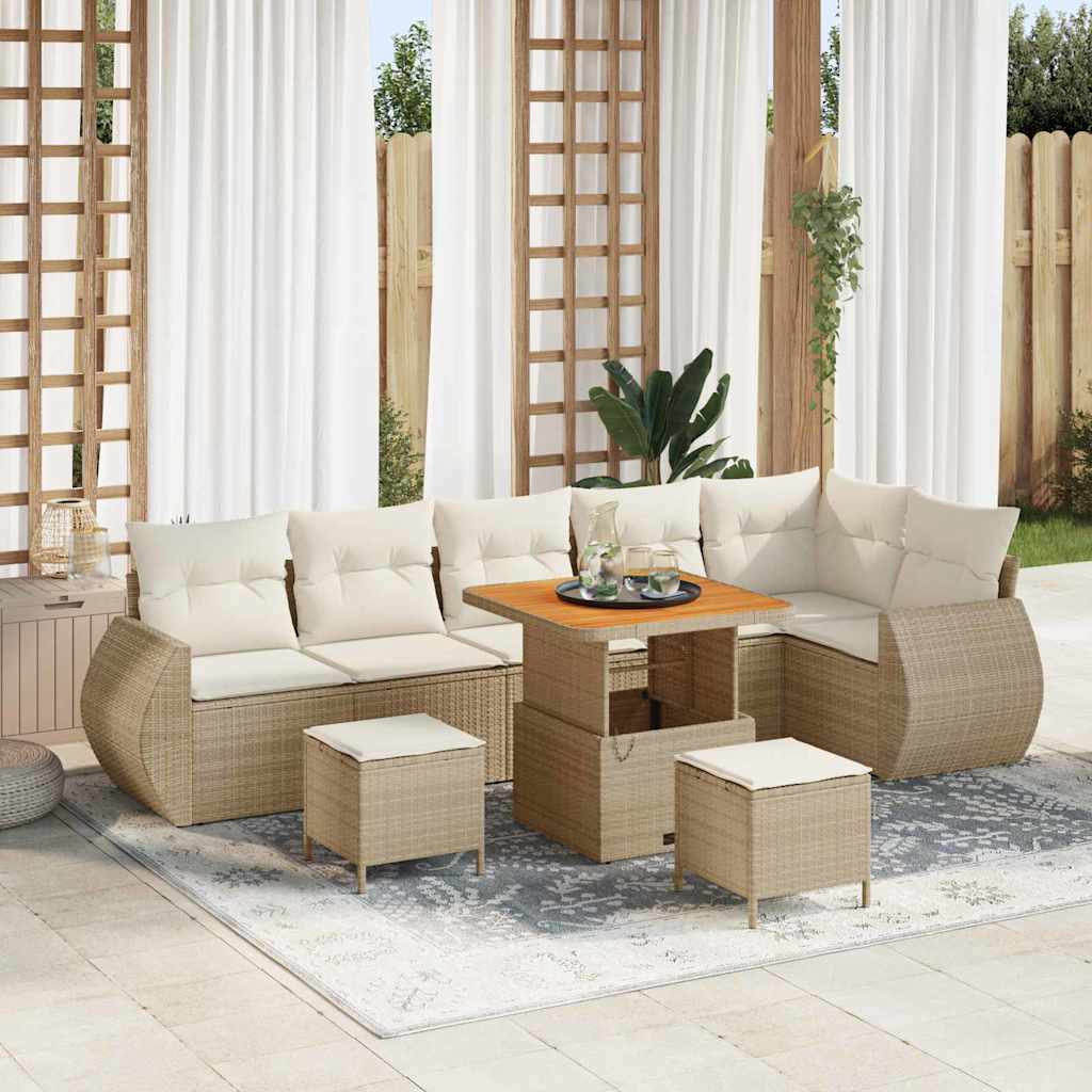 Conjunto de Sofá de Jardim 9 pcs bege e creme 80 x 80 x 71 cm