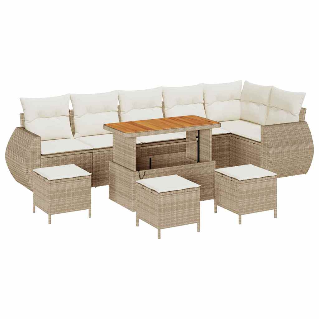 Conjunto de Sofá de Jardim 10 pcs bege e creme 110 x 55 x 71 cm