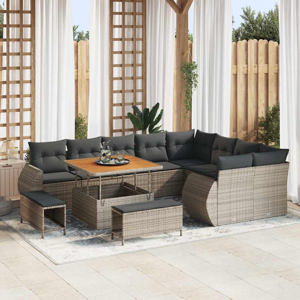 Conjunto de Sofá de Jardim 12 pcs Cinzeto 100 x 100 x 71 cm