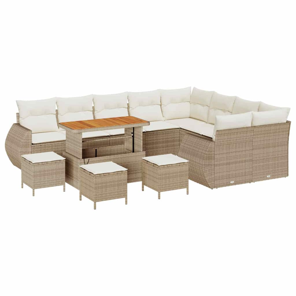 Conjunto de Sofá de Jardim 13 pcs bege e creme 110 x 55 x 71 cm