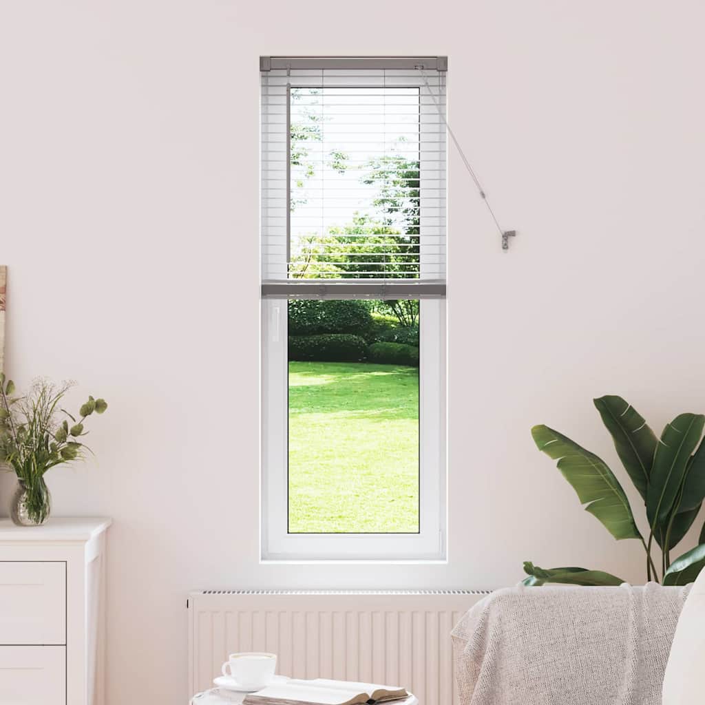 Persiana de Janela com cortinas Manual Prateado Alumínio