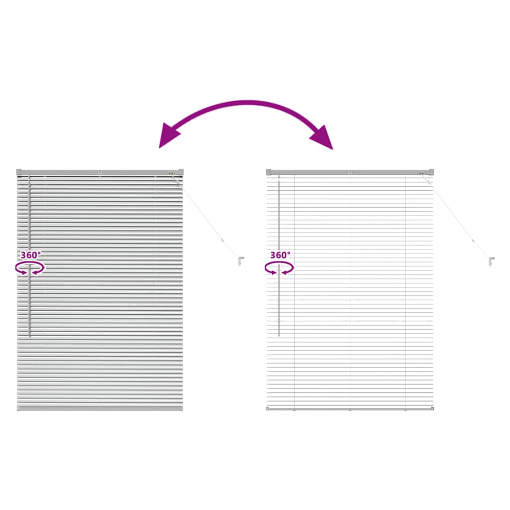 Persiana de Janela com cortinas Manual Prateado Alumínio