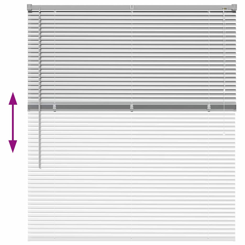 Persiana de Janela com cortinas Manual Prateado Alumínio